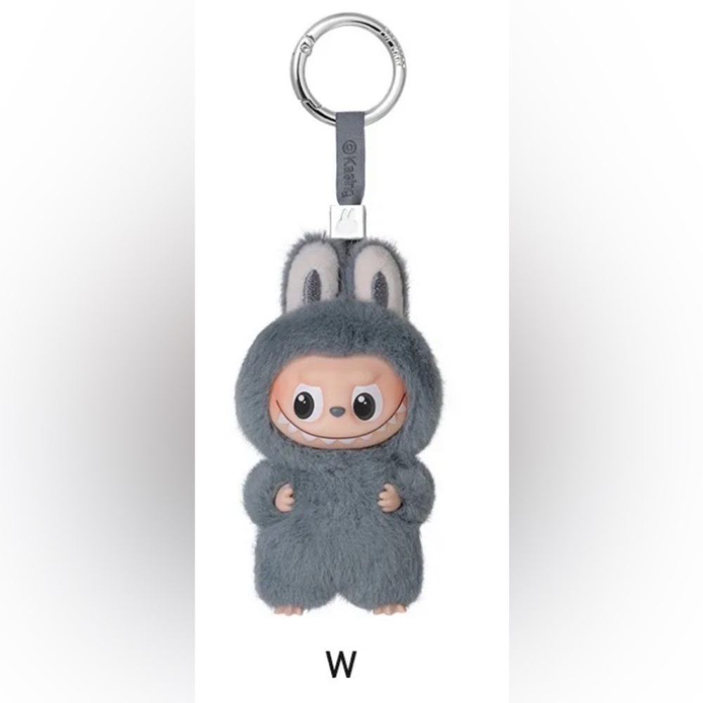 Pin for Love Series-Vinyl Plush Pendant Blind Box-Letter W Gray Labubu